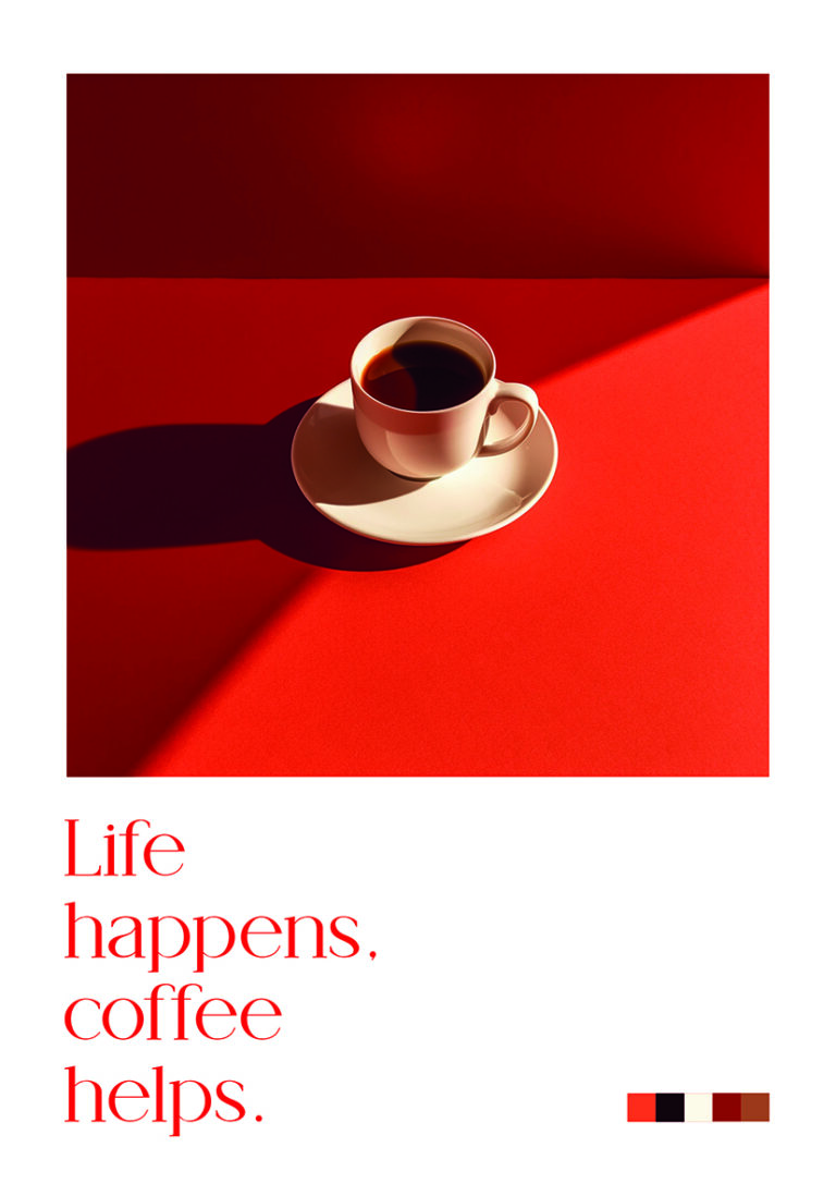 Diseño Minimalista de Café en Rojo Intenso