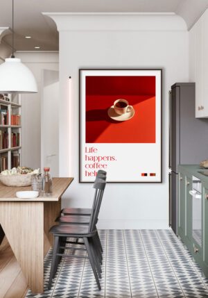 Diseño Minimalista de Café en Rojo Intenso