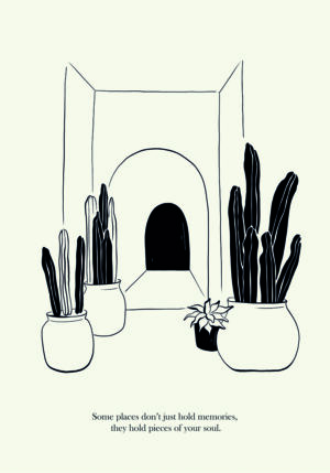 Boceto Botánico Minimalista con Arco