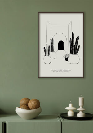 Boceto Botánico Minimalista con Arco