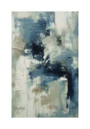 Pintura Abstracta en Azul y Beige