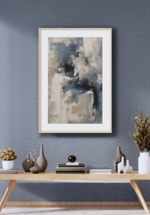 Pintura Abstracta en Azul y Beige