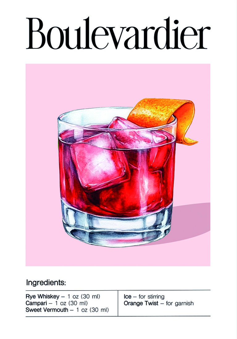 Ilustración de Cóctel Boulevardier Clásico