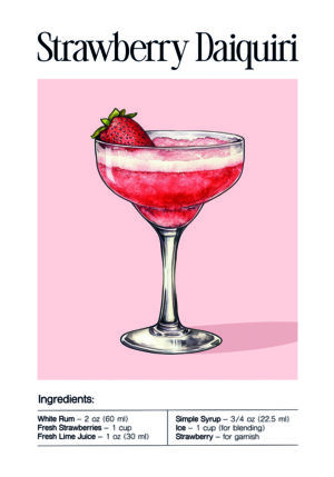 Receta Ilustrada de Daiquiri de Fresa