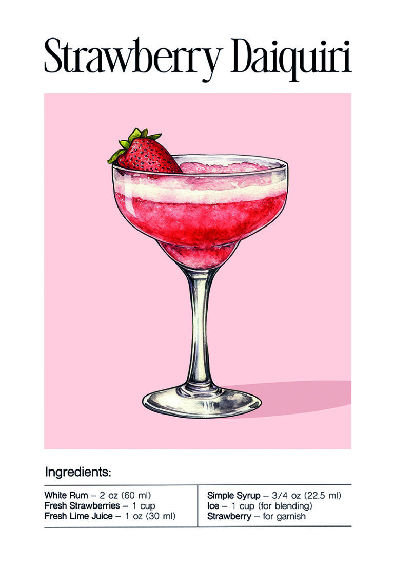 Receta Ilustrada de Daiquiri de Fresa