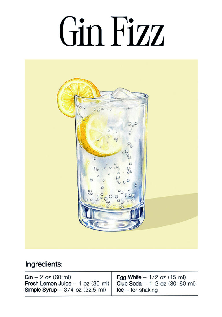 Ilustración del Cóctel Gin Fizz