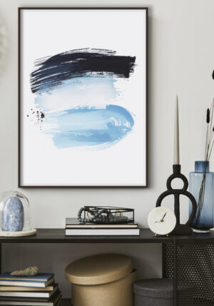 Pinceladas Abstractas en Azul y Negro