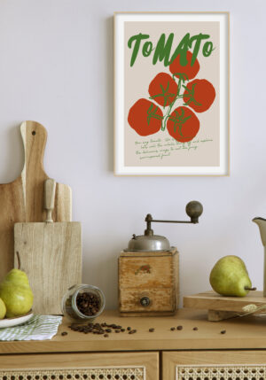 Ilustración Estilizada de Tomate con Texto