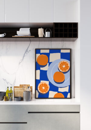 Naranjas Vibrantes sobre Fondo Azul