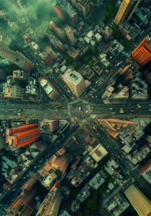 Vista Aérea de Cruce Urbano