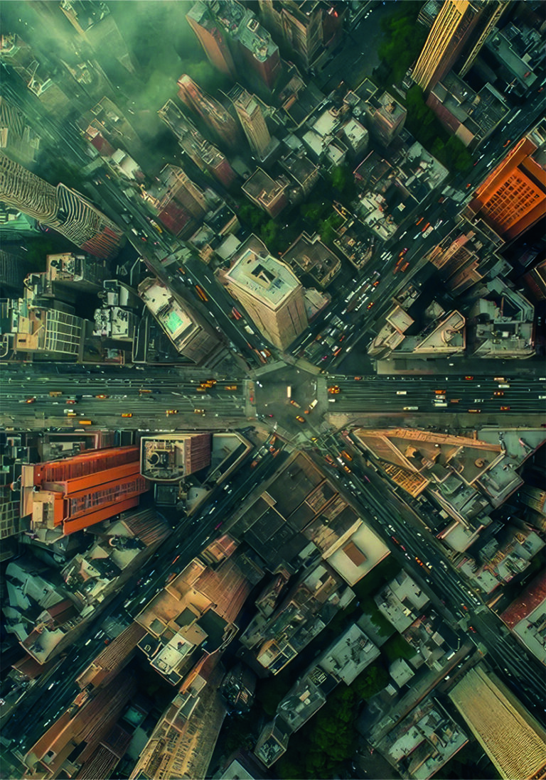 Vista Aérea de Cruce Urbano