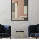 Pintura Geométrica Abstracta en Tonos Rosados