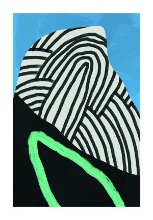 Obra Abstracta de Forma Orgánica a Rayas