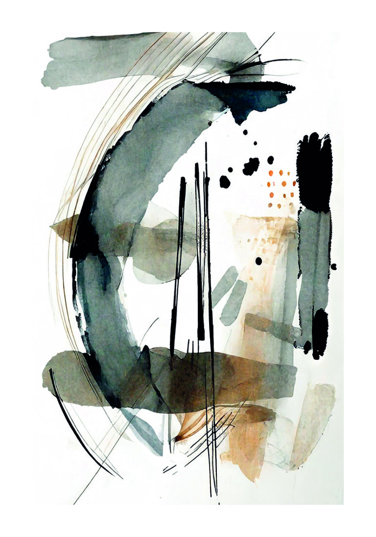 Pintura Acuarela Abstracta en Tonos Neutros