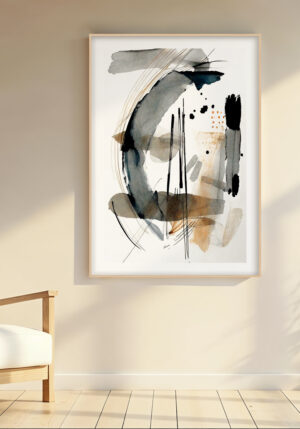 Pintura Acuarela Abstracta en Tonos Neutros