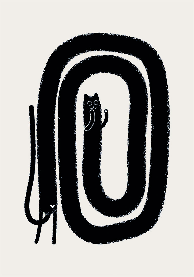 Ilustración Abstracta de Gato con Estilo Minimalista