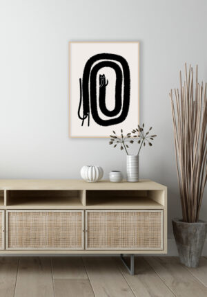 Ilustración Abstracta de Gato con Estilo Minimalista