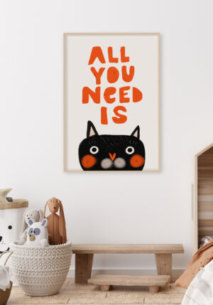 Póster Divertido de Gato con Tipografía Audaz