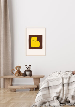 Obra Minimalista Abstracta en Amarillo y Marrón