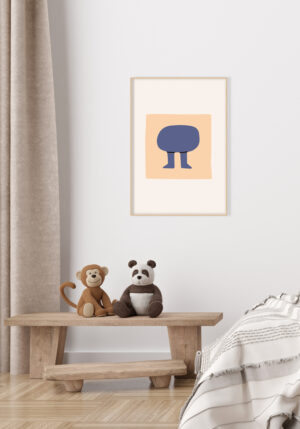 Forma Abstracta en Azul y Beige