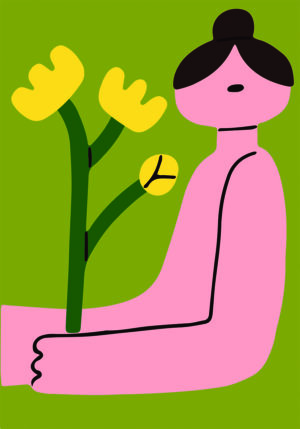 Ilustración Abstracta con Motivo Floral