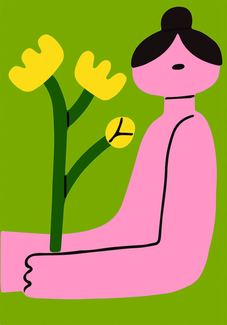 Ilustración Abstracta con Motivo Floral