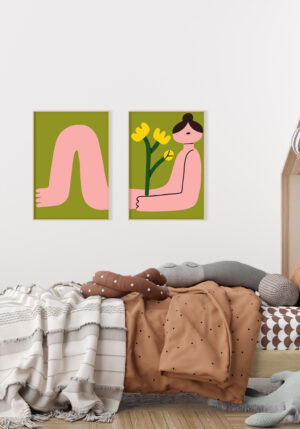 Ilustración Abstracta con Motivo Floral