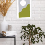 Arte Minimalista Abstracto en Verde y Gris