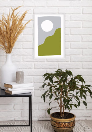 Arte Minimalista Abstracto en Verde y Gris