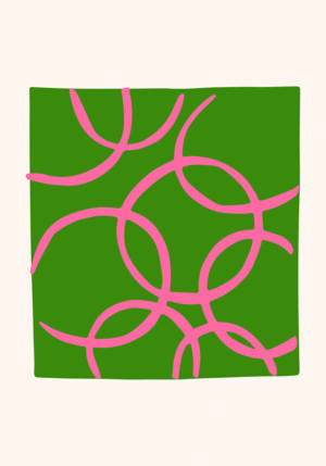 Diseño Abstracto Moderno en Verde y Rosa