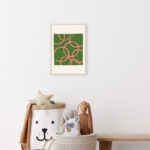 Diseño Abstracto Moderno en Verde y Rosa