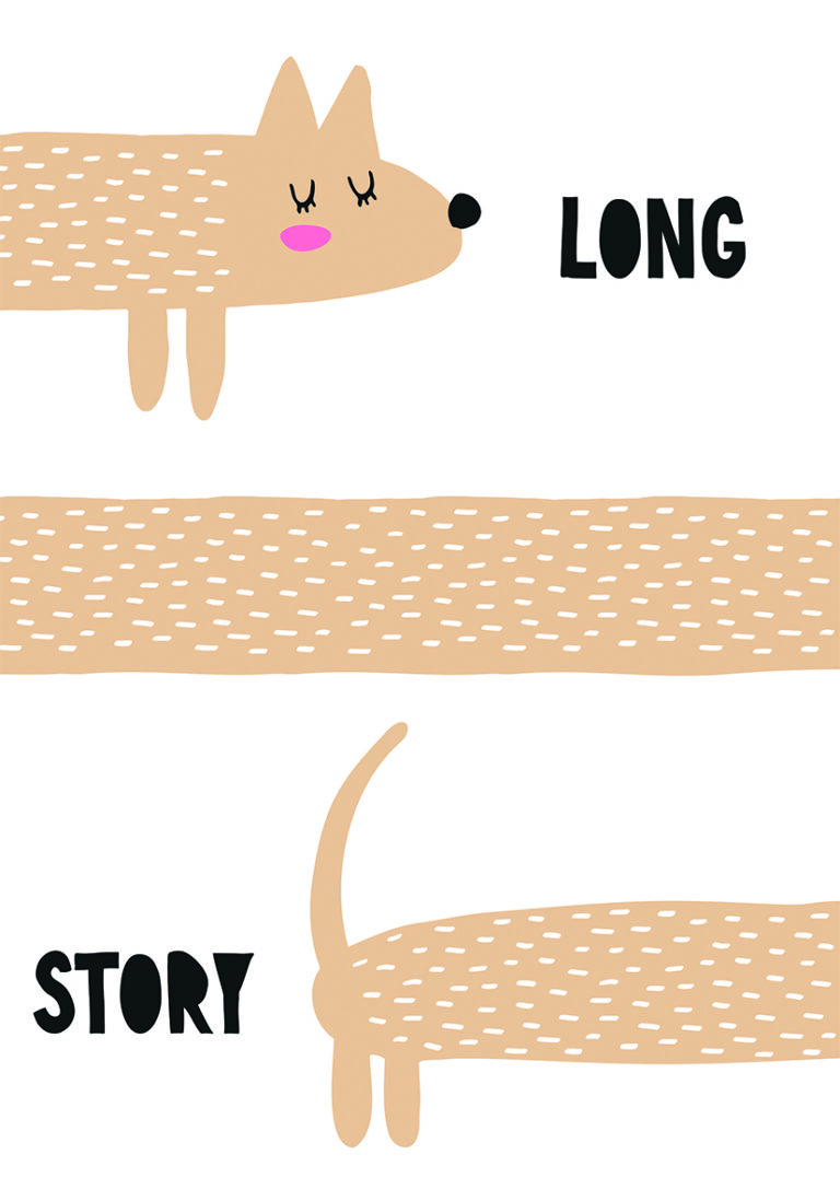 Ilustración Cómica de Perro Alargado