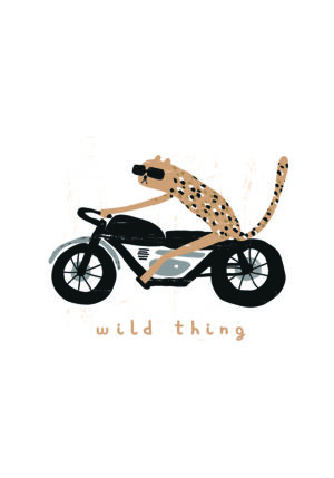 Leopardo en Moto - Ilustración Divertida
