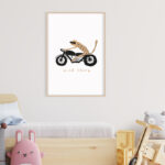 Leopardo en Moto - Ilustración Divertida