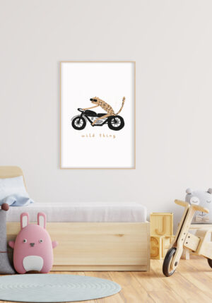 Leopardo en Moto - Ilustración Divertida
