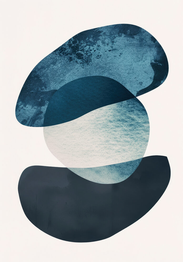 Composición Minimalista Abstracta en Tonos Azules