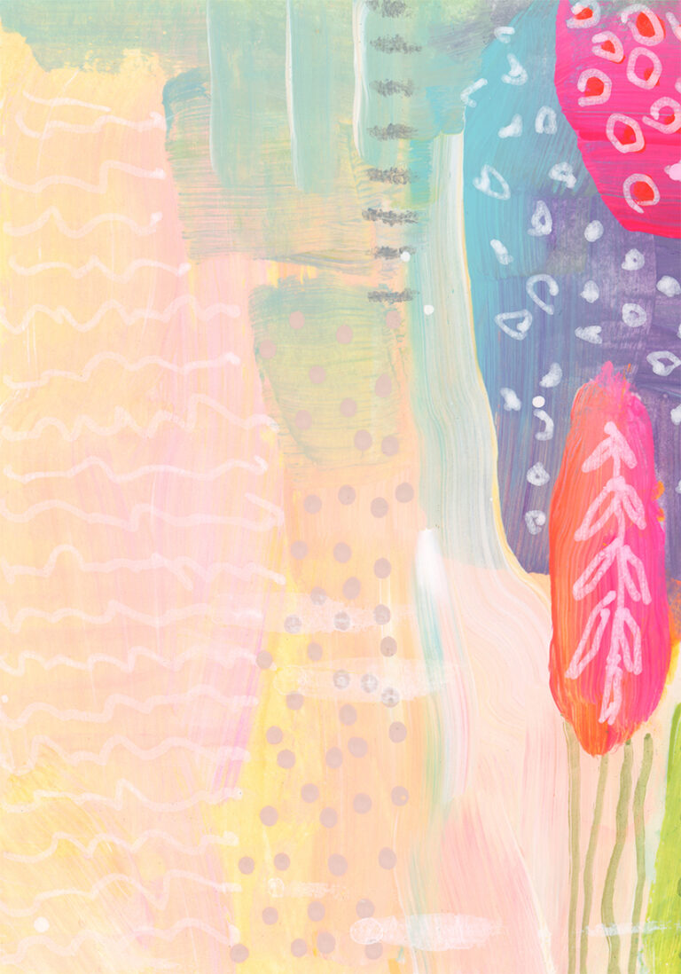 Obra Abstracta Colorida en Tonos Pastel