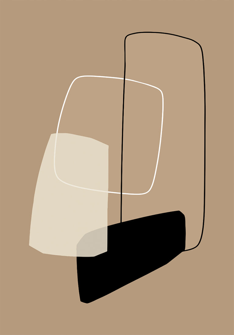 Arte Abstracto Minimalista en Beige y Negro