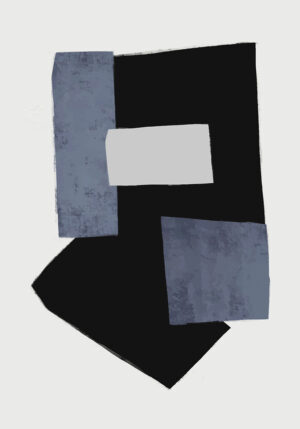 Composición Geométrica Abstracta en Negro y Azul