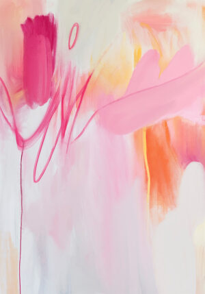 Pintura Abstracta en Tonos Rosa y Naranja