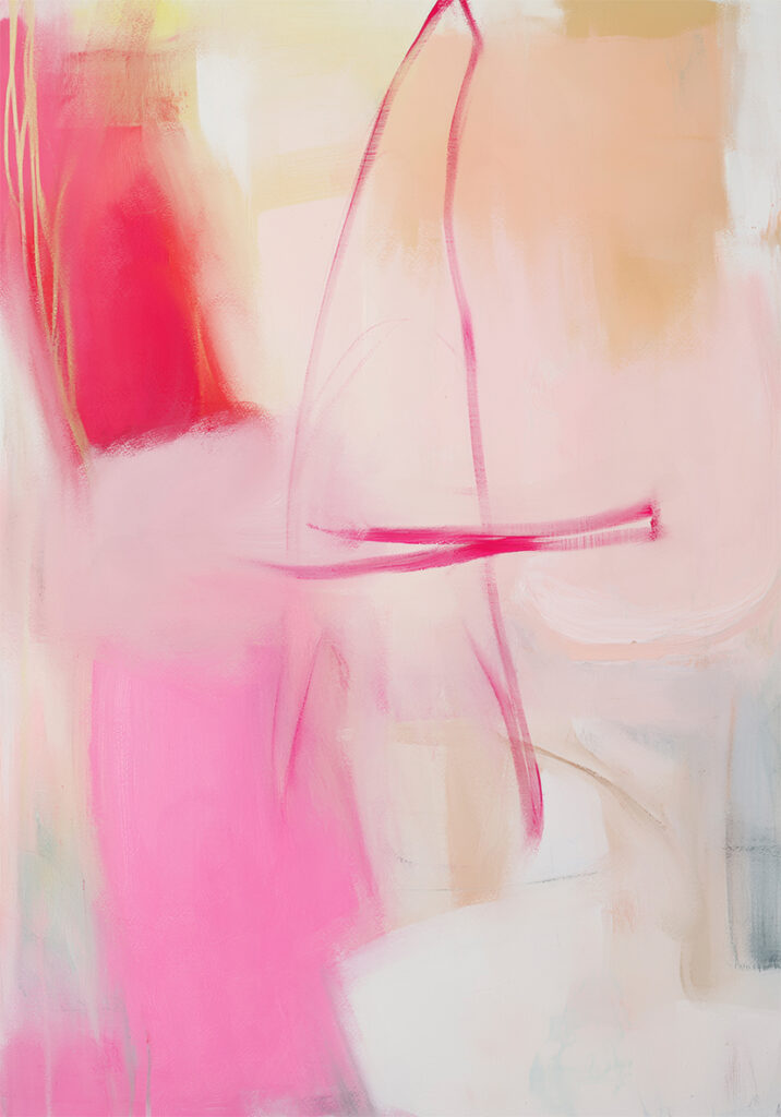 Composición Abstracta en Rosa y Beige