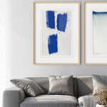 Láminas de Arte Abstracto en Azul y Tonos Neutros