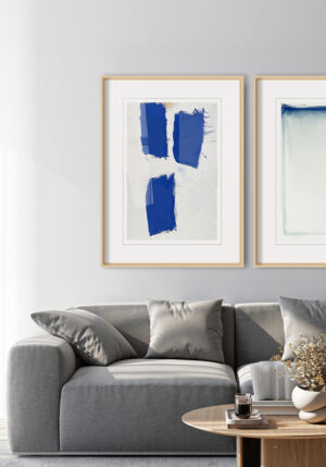 Láminas de Arte Abstracto en Azul y Tonos Neutros