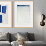 Láminas de Arte Abstracto en Azul y Tonos Neutros