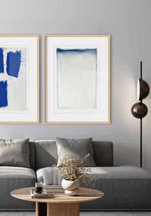 Láminas de Arte Abstracto en Azul y Tonos Neutros
