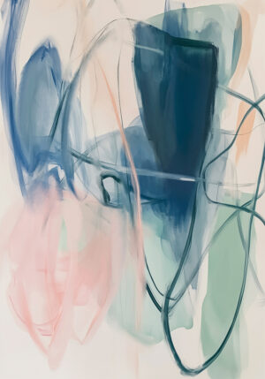 Composición Abstracta en Azul y Tonos Pastel