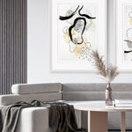 Cuadros para salón moderno en tonos neutros y estilo nórdico refinado.