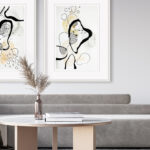 Cuadros para salón moderno en tonos neutros y estilo nórdico refinado.