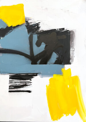 Abstracción Vibrante: Amarillo Energético y Gris Sofisticado