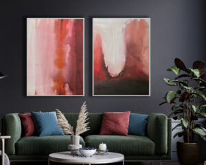 Abstracción Fluvial en Rojos y Rosas para Interiores de Carácter
